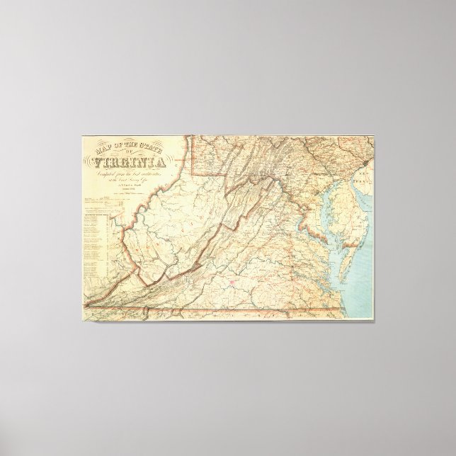 Vintage Map of Virginia (1863) Canvas Print (Front)