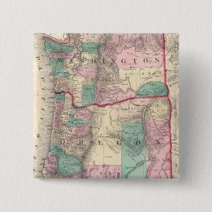 Vintage Map of Washington and Oregon (1875) 2 Inch Square Button