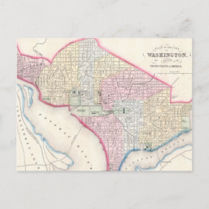 Vintage Map of Washington D.C. (1864) Postcard