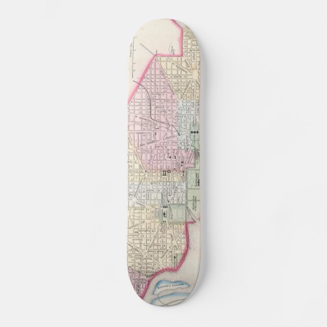 Vintage Map of Washington D.C. (1864) Skateboard (Front)