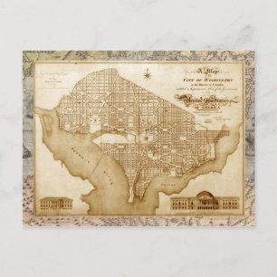 Vintage map of Washington, D.C. (ca 1818) Postcard