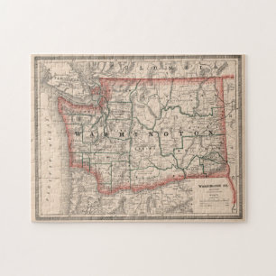 Vintage Map of Washington State (1883) Jigsaw Puzzle