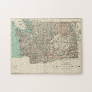 Vintage Map of Washington State (1887) Jigsaw Puzzle
