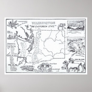 Vintage Map of Washington State (1912) Poster