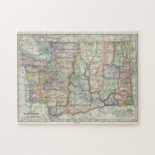 Vintage Map of Washington State (1914) Jigsaw Puzzle