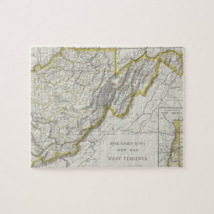 Vintage Map of West Virginia (1889) Jigsaw Puzzle