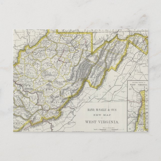Vintage Map of West Virginia (1889) Postcard (Front)