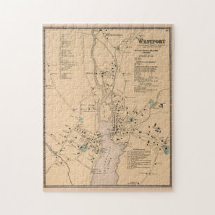 Vintage Map of Westport CT (1867) Jigsaw Puzzle