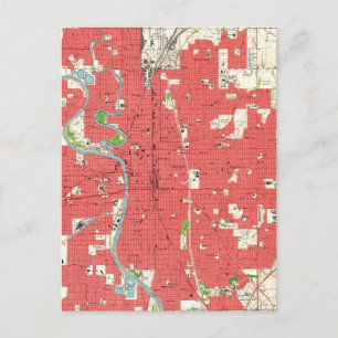 Vintage Map of Wichita Kansas (1961) Postcard