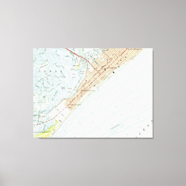 Vintage Map of Wildwood NJ (1955) Canvas Print (Front)