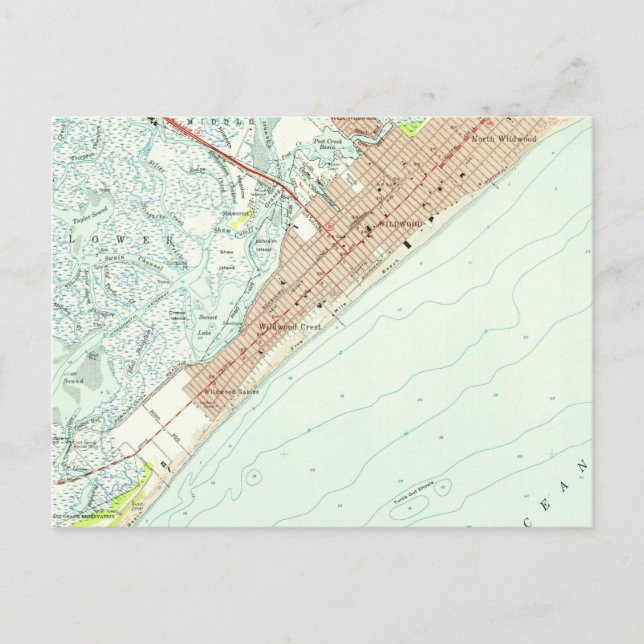 Vintage Map of Wildwood NJ (1955) Postcard (Front)
