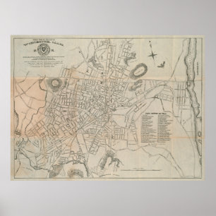 Vintage Map of Worcester MA (1891) Poster