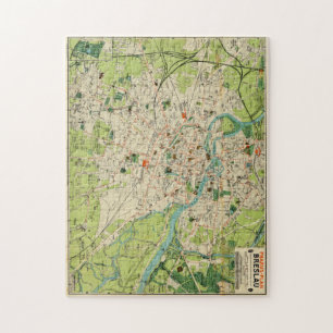 Vintage Map of Wroclaw Poland (1910) Jigsaw Puzzle