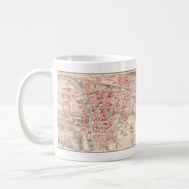 Vintage Map of Wurzburg Germany (1905) Coffee Mug (Left)