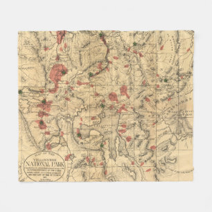 Vintage Map of Yellowstone National Park (1881) Fleece Blanket