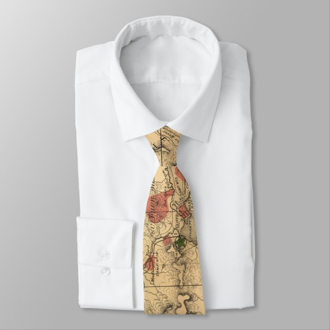 Vintage Map of Yellowstone National Park (1881) Tie (Tied)