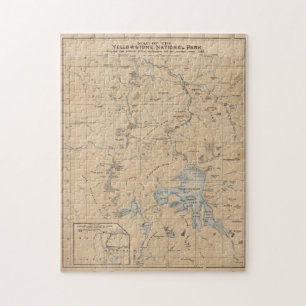 Vintage Map of Yellowstone National Park (1889) Jigsaw Puzzle