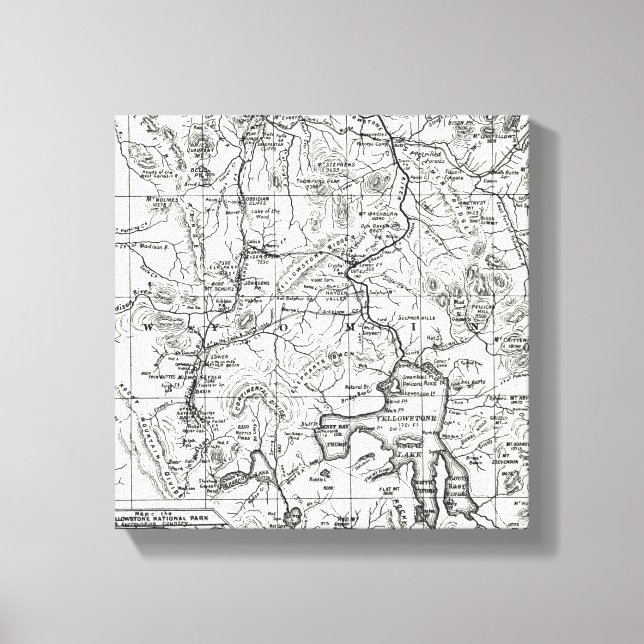 Vintage Map of Yellowstone National Park Canvas Print (Front)