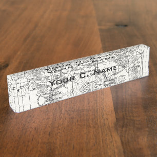 Vintage Map of Yellowstone National Park Nameplate