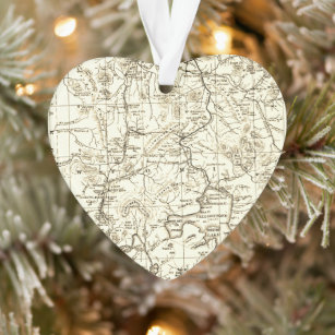 Vintage Map of Yellowstone National Park Sepia Ornament