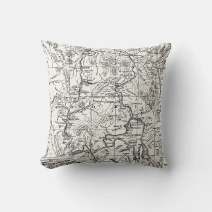 Vintage Map of Yellowstone National Park Throw Pillow