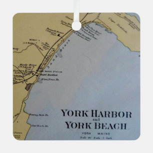 Vintage Map of York Beach Maine Metal Ornament