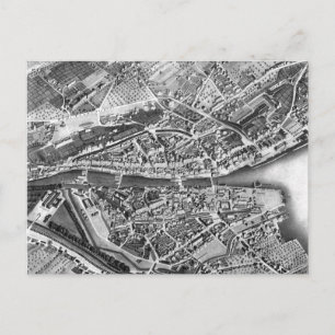 Vintage Map of Zurich Switzerland (1850) Postcard