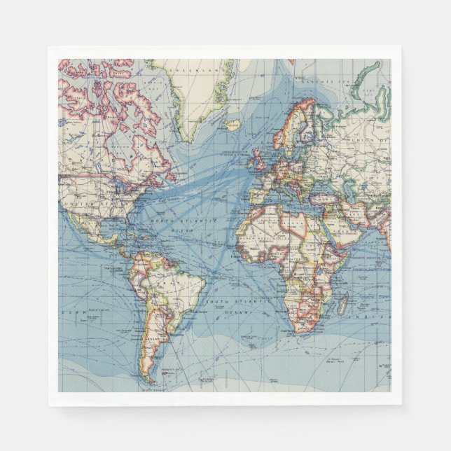 Vintage Map Paper Napkins (Front)