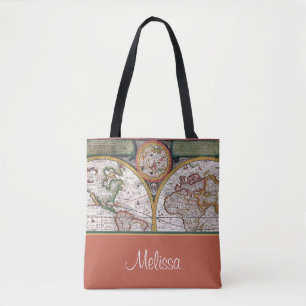 Vintage Map Personalized Tote Bag