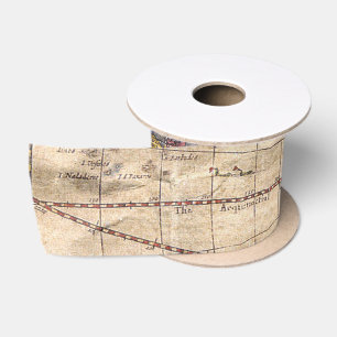Vintage Map Print Satin Ribbon