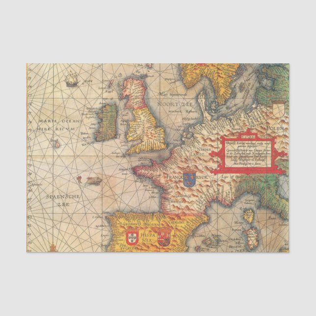 Vintage Map Print Tissue Paper (Front)
