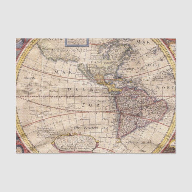Vintage Map Print Tissue Paper (Front)