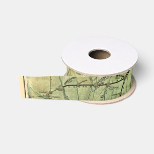 Vintage Map Ribbon Grosgrain Ribbon