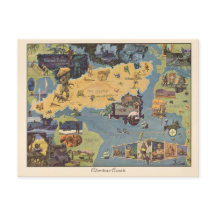 Vintage Map Robinson Crusoe Adventure Awaits