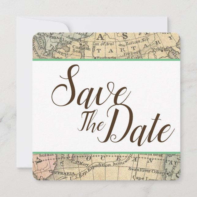 Vintage Map Save The Date (Front)