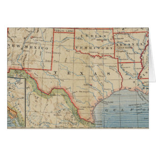 Vintage Map - Texas Ca.1888 Blank Inside Note Card