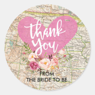 Vintage Map Thank You Sticker