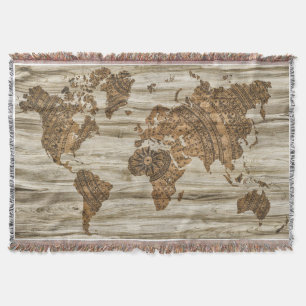 Vintage Map Throw Blanket