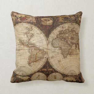 Vintage Map Throw Pillow