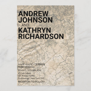 Vintage Map Wedding Invitation