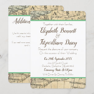 Vintage Map Wedding Invitation