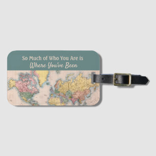 Vintage Map World Atlas  Luggage Tag