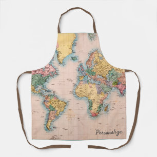 Vintage Map World Atlas Personalized Apron