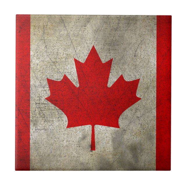Vintage Maple Leaf Canadian Flag Tile (Front)