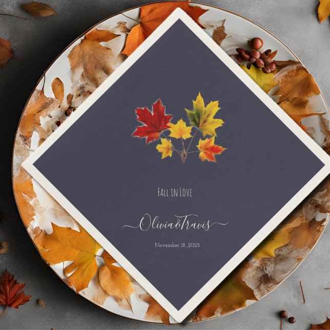 Vintage maple leaves- fall in love napkin (Creator Uploaded)
