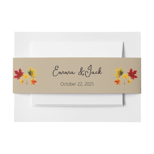 Vintage maple leaves invitation belly band (Front Example)