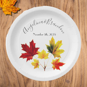 Vintage Maple leaves  -wedding  Paper Plate