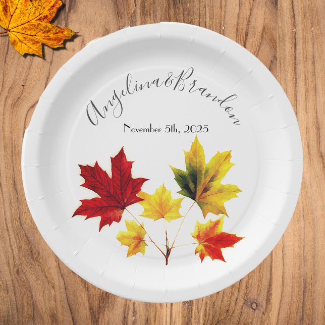 Vintage Maple leaves  -wedding  Paper Plate (Creator Uploaded)