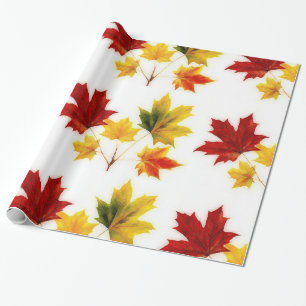 vintage maple leaves wrapping paper