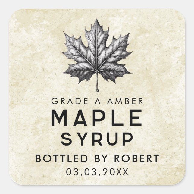 Vintage maple syrup homemade recipe square sticker (Front)